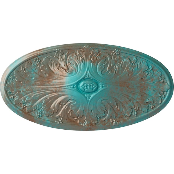 Ekena Millwork Madrid Ceiling Medallion, Hand-Painted Copper Green Patina, 24 3/4"W x 12 1/2"H x 1 3/4"P CM24X12MACGS - main